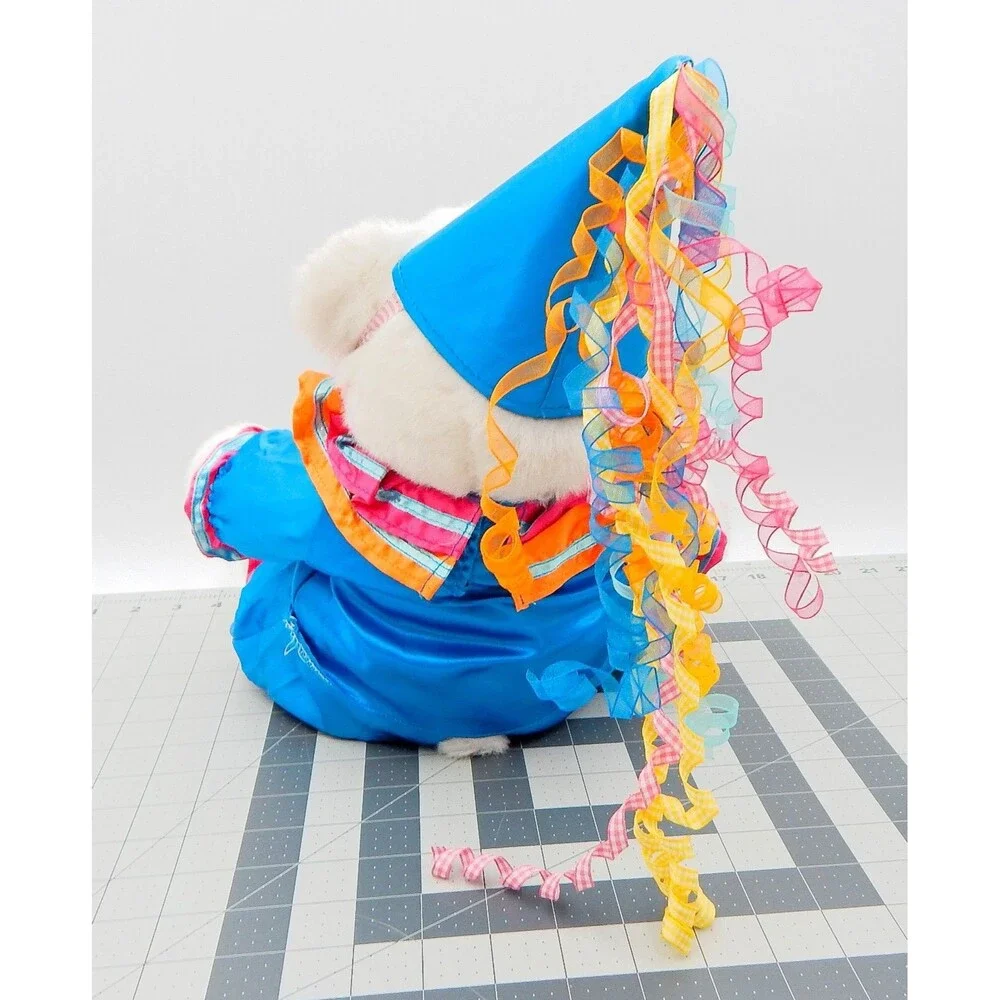 Teddy Bear Stuffers Royal Blue Clown Outfit Celebration Rainbow Streamers